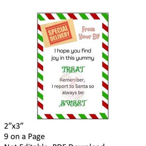 Elfen Note/Weihnachtskeksanhänger/Instant Download