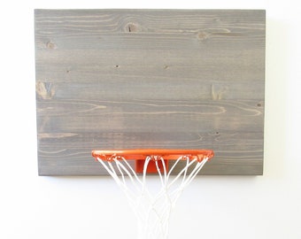 Weathered Gray Indoor Basketball Hoop. Wood Wall Mounted Basketball Hoop. Kids Room. Sports Gift. Game Room. Basketball Lover Gift