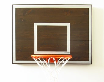 Rustic Wall Mounted Basketball Hoop Brown And Black Indoor