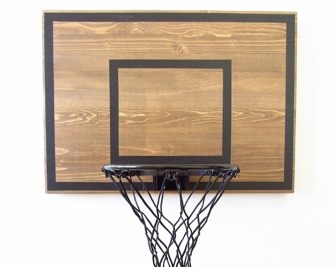 Rustic Wall Mounted Basketball Hoop Brown and Black Indoor Goal Etsy