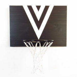 Gray With Copper Wood Basketball Hoop for Wall Modern Mini 