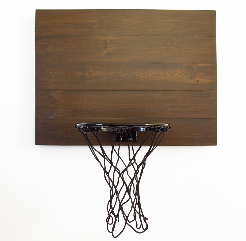 Espresso Wood Indoor Wall Basketball Goal Home Decor Mini Hoop For Basement Game Room Sports Man Cave And Kids Bedroom