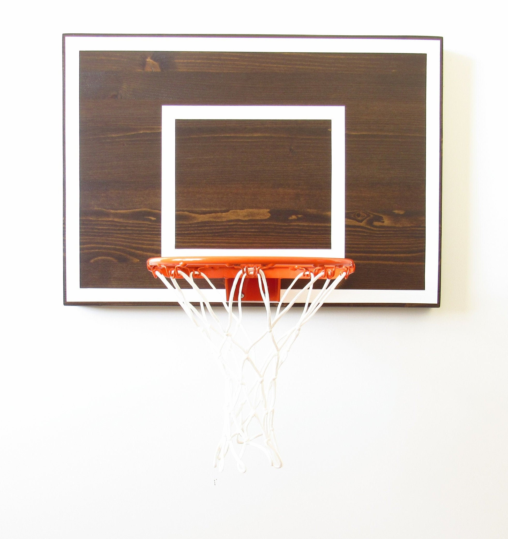 Espresso and White Mini Indoor Basketball Hoop Decor for Office Playroom  Bedroom or Basement Game Room Wall 
