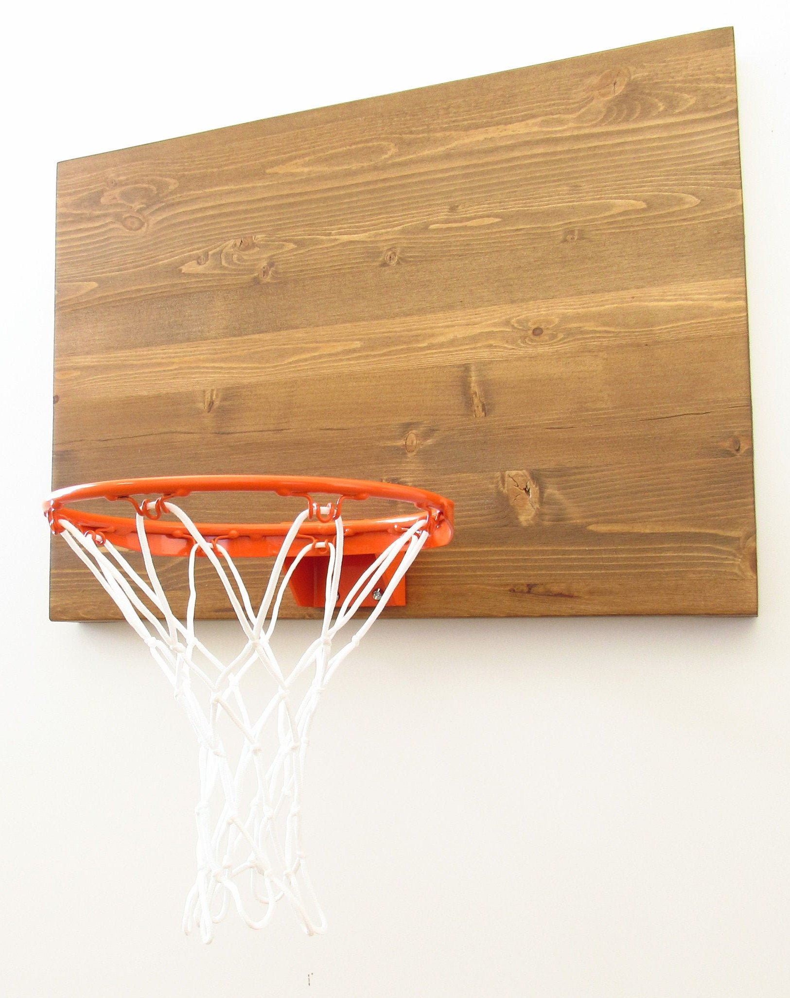 Natural Wood Basketball Hoop With Orange Rim. Wood Indoor Etsy