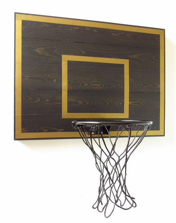 Black And Gold Indoor Wood Basketball Hoop For Bedroom Modern Basketball Art Hoop Sign For Kids Rooms Basement Man Cave Indoor Sports Room