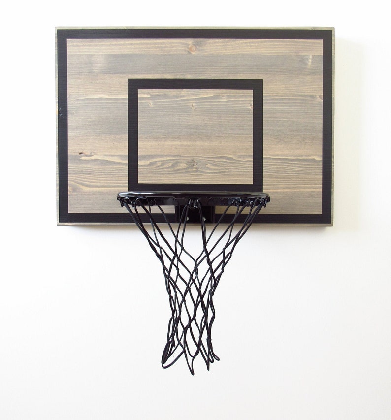 Basketball Hoop Indoor Wood Basketball Goal Gray With Black Etsy
