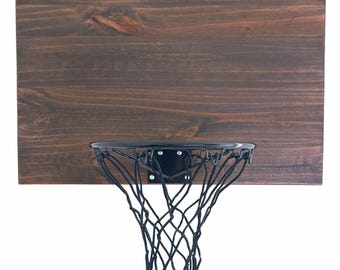 Espresso Wood Indoor Basketball Hoop: Man Cave Sports Decor