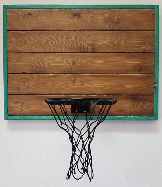 Brown And Teal Basketball Hoop Kids Small Indoor Wood Goal For Sports Playroom