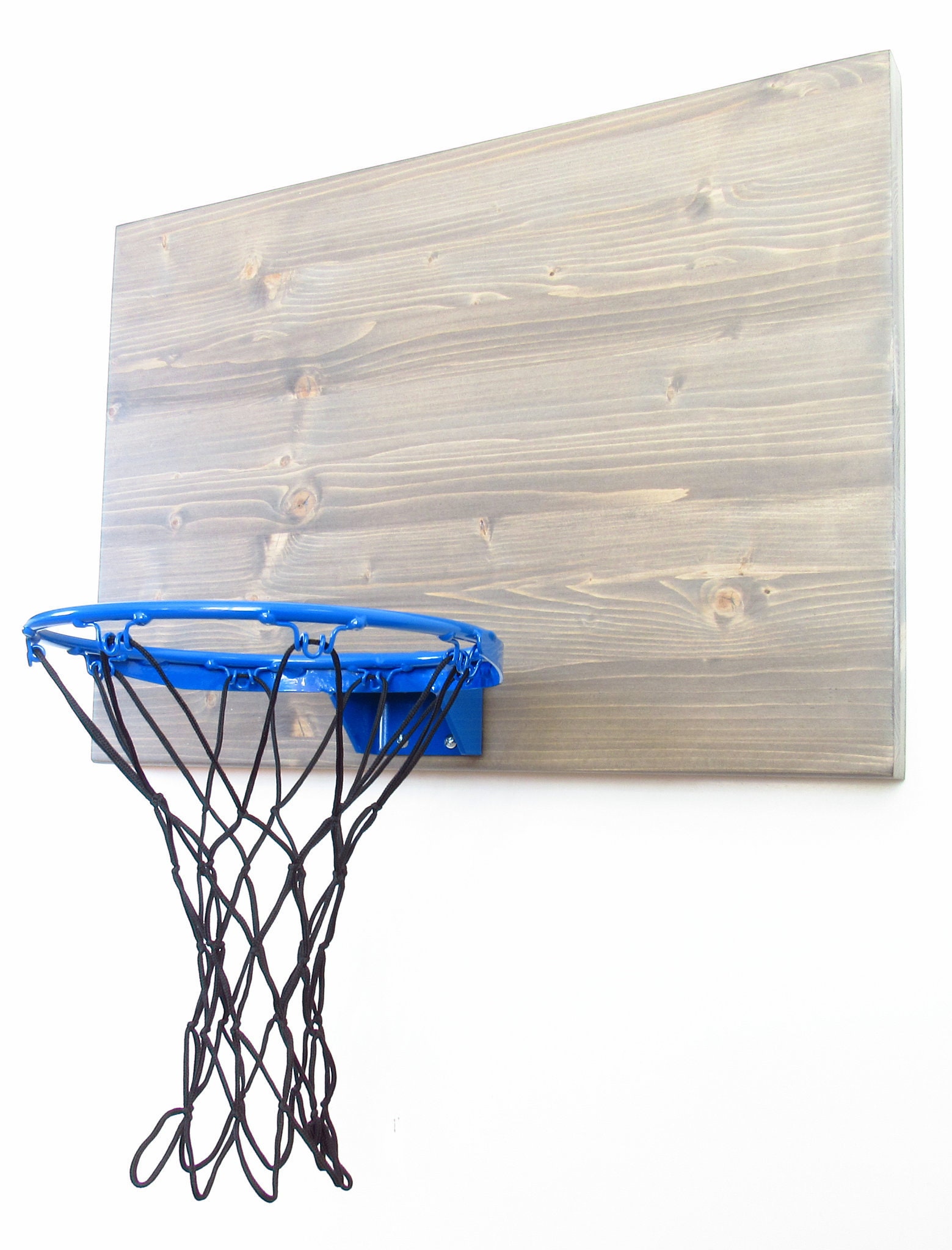 Rustic Weathered Wood Basketball Hoop With Blue Rim Etsy