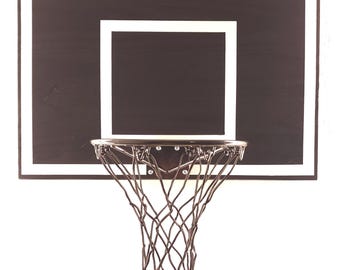 Black and White Basketball Hoop for Wall Handmade Indoor Mounted Wood Goal