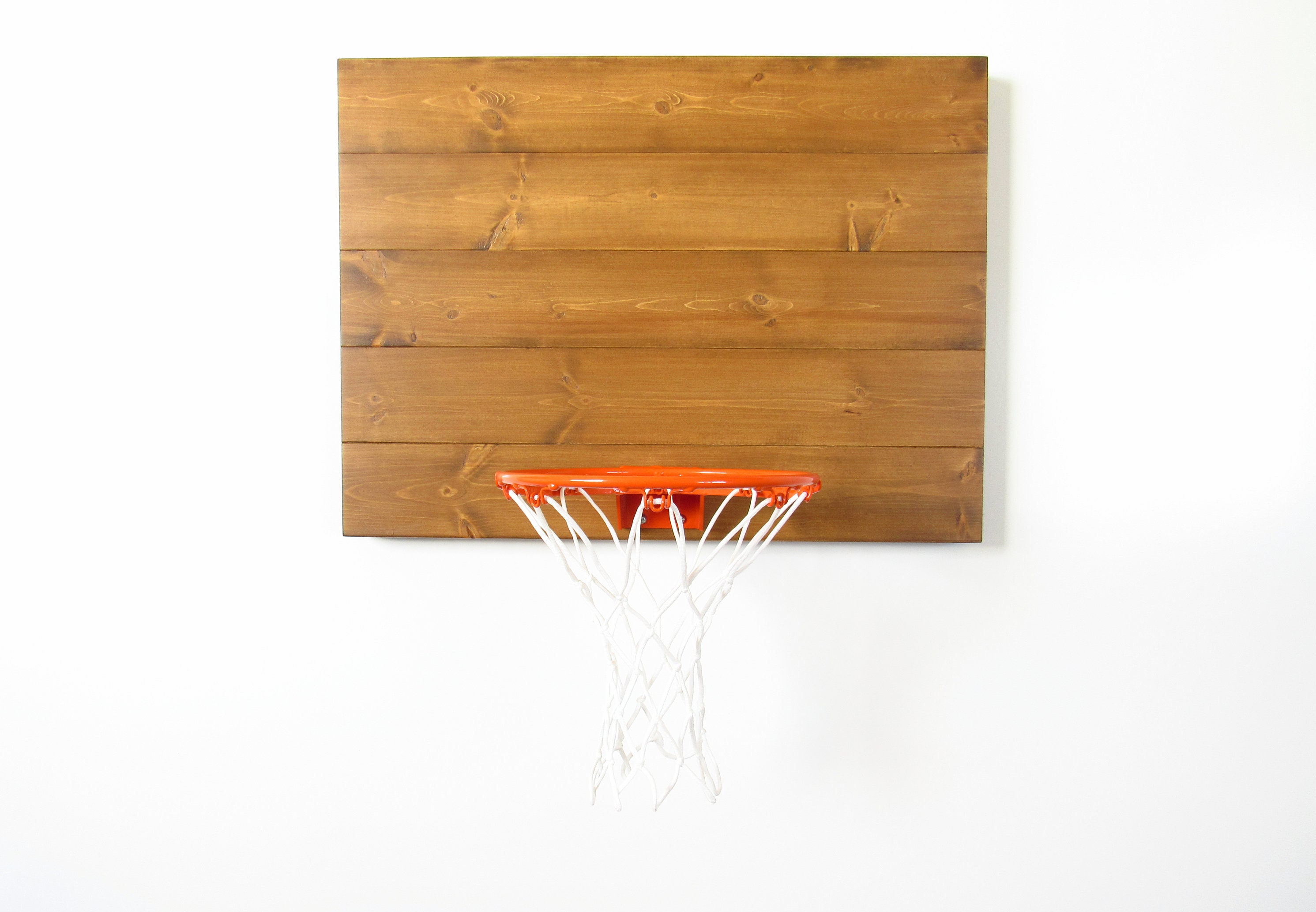 Rustic Wood Basketball Hoop with Orange Rim. Wood Indoor Etsy