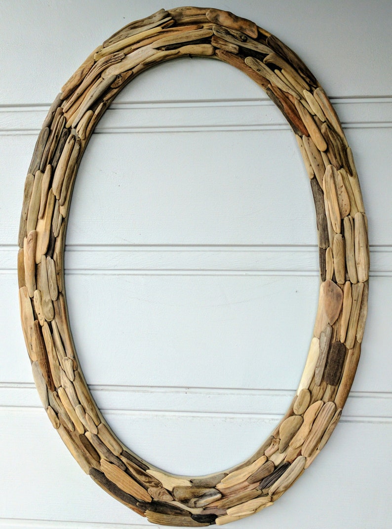 MADE TO ORDER Oval driftwood mirrorreclaimed wood mirrorwall Etsy