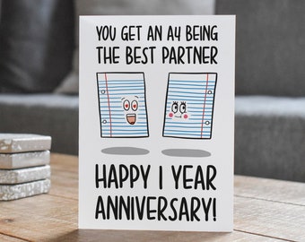 First Anniversary Card | Paper Anniversary | Funny Card | Paper Pun Card | Card for Husband | Card for Wife | One Year Card | 1 Year Card