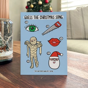 Christmas Song Card | Christmas Carol Card | Funny Christmas Card | Musical Christmas Card | Guess The Song Card | Mommy Kissing Santa Claus