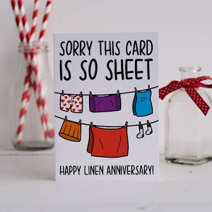 Fourth Anniversary Card | Linen Anniversary | Funny Card | Sheet Pun Card | Card for Husband | Card for Wife | Four Year Card