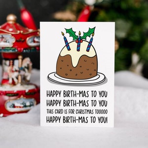 December Birthday Card | Christmas Combined Song Pun A6 Card