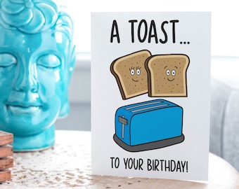 Cute Birthday Card | Toast Pun Card | Celebration Birthday Card | Food Pun Birthday Card | Card for Friend | Card for Sister | Funny Card