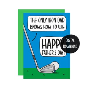 Tarjeta divertida del Día del Padre con un jugador de golf / Tarjeta de golfista / Tarjeta para papá / Tarjeta de hijo / Tarjeta de hija / Tarjeta de amor / Tarjeta deportiva