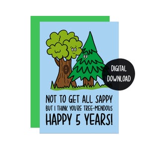 Carte Cinquième anniversaire | Anniversaire du bois | Carte drôle | de jeu de mots | Carte pour mari | Carte pour femme | Carte de cinq ans