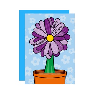 Blumen Oma Geburtstagskarte | Niedliche Geburtstagskarte | Tolle Geburtstagskarte | Grüne Finger | Blumen Karte | Gartenarbeit Karte | Groovy Karte