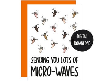 Tarjeta de "Te extraño" con un juego de palabras de microondas (descarga digital en PDF)