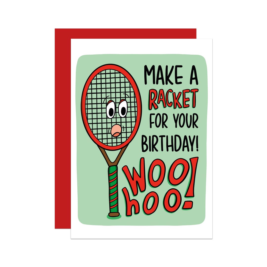 Stupid Racket Funny Tennis Birthday Card: Racket Pun, Grand Slam - Etsy