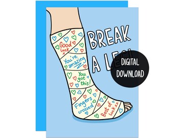 Break a Leg Card: Funny Good Luck Affirmations (Digital PDF Download)