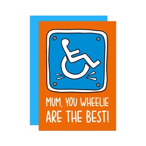 La meilleure carte pour la fête des mères | de jeu de mots pour fauteuil roulant | Carte pour personnes handicapées | Carte d'invalidité | carte postale pour maman | Cadeau d'anniversaire pour maman | Carte Top Maman