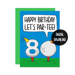 Biglietto di auguri per l'80° compleanno / Biglietto di auguri divertente per il golf / Biglietto per l'80° compleanno maschile / Regalo per papà / Regalo per il nonno / Biglietto per lui / Biglietto di auguri per il compleanno con gioco di parole