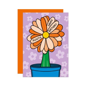 Blumen Tante Geburtstagskarte | Niedliche Geburtstagskarte | Tante Geburtstagskarte | Grüne Finger | Blumen Karte | Gartenarbeit Karte | Groovy Karte