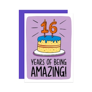 16.Geburtstagskarte | Toller Geburtstag | Geburtstagskuchen Karte | Von Mama Karte | Von Papa Karte | Die Beste Karte | Meilenstein Geburtstag