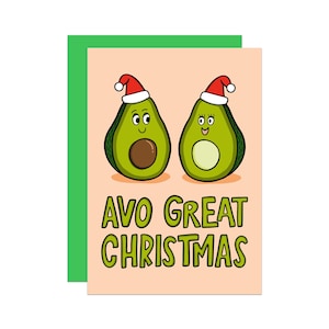 Funny Christmas Card | Avocado Pun Card | Vegan Christmas Card | Card for Friend | Card for Vegetarian | Foodie Gift | Millennial Card