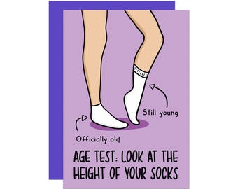 Funny Millennial Birthday Card: Age Test - Height of Socks, Gen Z