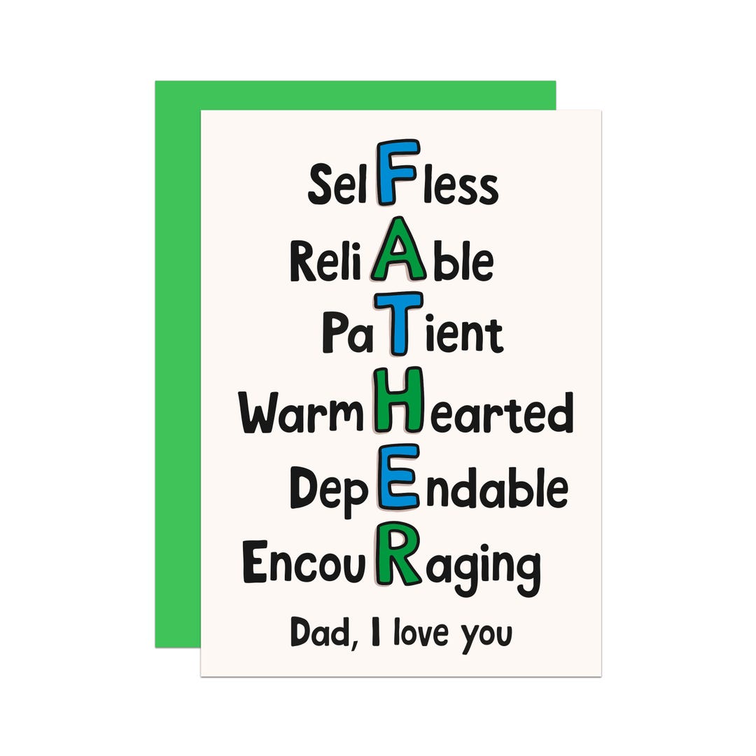 Cute Dad Card | Fathers Day Card From Son or Daughter | Dad I Love You ...
