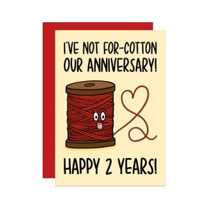 2周年記念カード | コットン記念日 | おもしろカード | コットン駄洒落カード | 夫へのカード | 妻へのカード | 2年目のカード