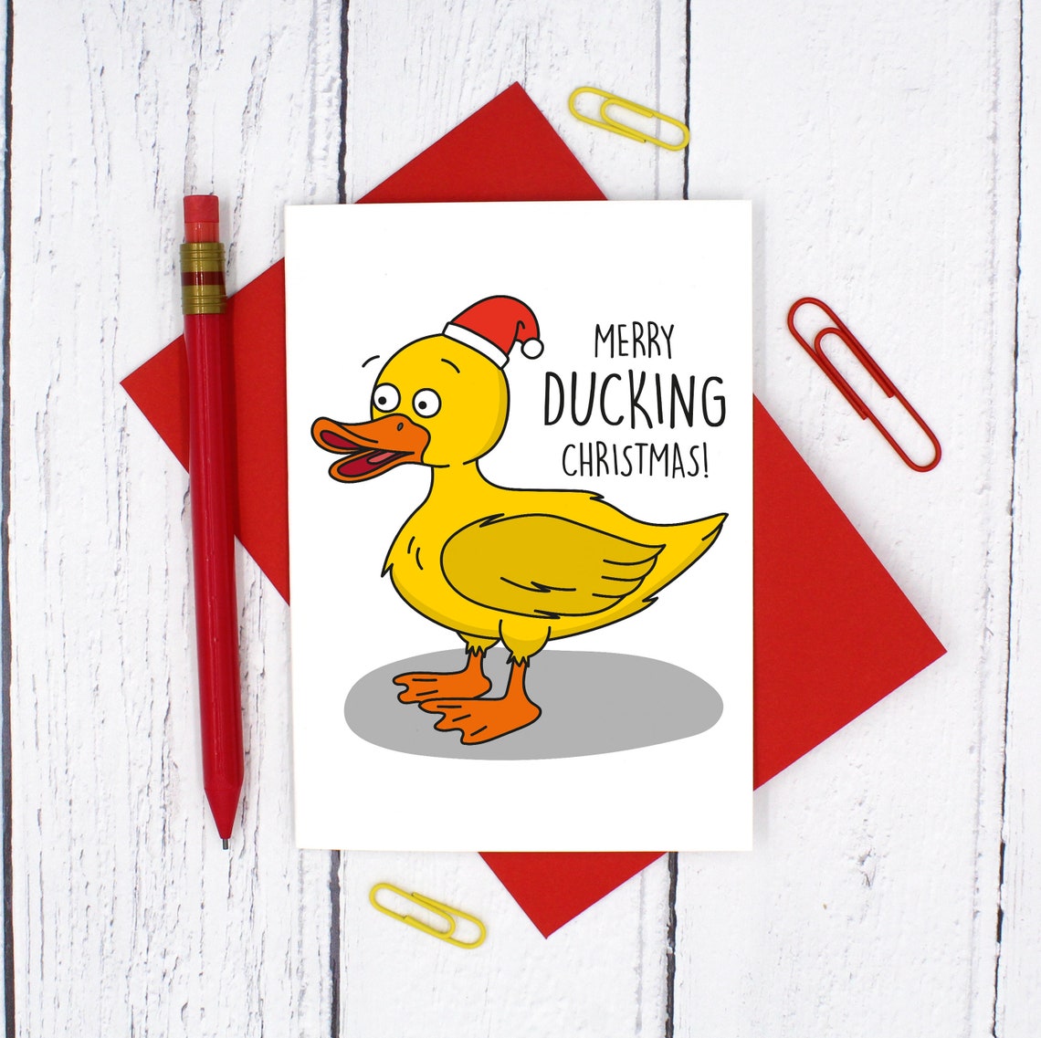 Merry Ducking Christmas Duck Pun Card Etsy