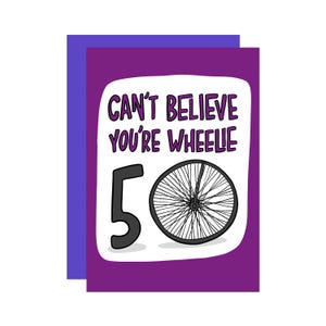 50e anniversaire de vélo | drôle de cyclisme | carte postale pour maman | carte pour papa | carte pour ami | Carte d'anniversaire drôle | Carte de cycliste