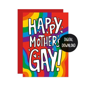 Tarjeta para el Día de la Madre Lesbiana / Tarjeta para el Día de la Madre Gay / Tarjeta divertida para mamá / Tarjeta LGBTQ / Tarjeta del Orgullo Gay / Tarjeta para Dos Mamás / Tarjeta Arcoiris