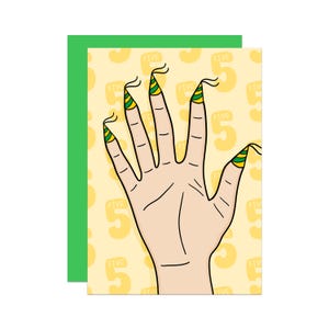 main 5e anniversaire | Première carte souvenir | Carte d'étape | carte d'anniversaire d'enfant | Carte d'anniversaire drôle | Carte d'anniversaire pour enfants | Cadeau mignon