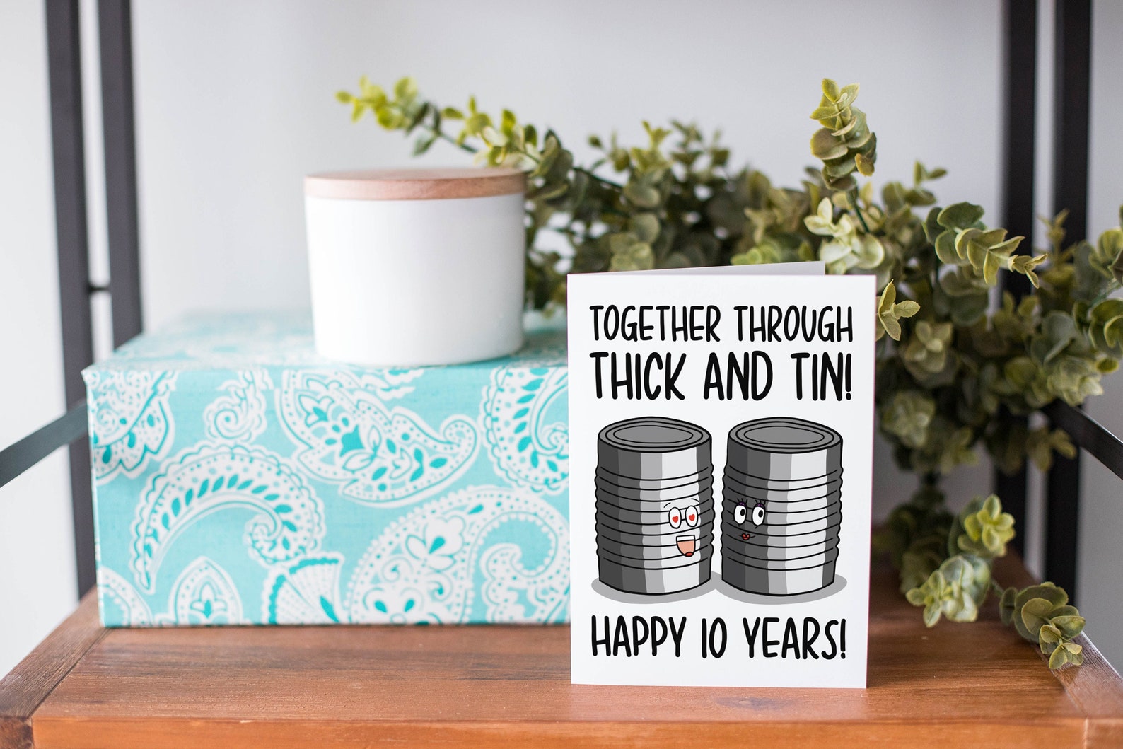 Tenth Anniversary Card Tin Anniversary Funny Card Can Pun Card Card for ...