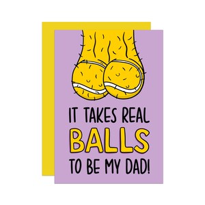Funny Tennis Fathers Day Card | Cheeky Card | Card for Dad | Card from Son | Card from Daughter | Rude Card | Ball Pun Card