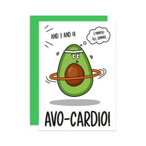 Carte d'anniversaire drôle | Jeu de mots à l'avocat | Carte de félicitations végétaliennes | carte pour ami | carte pour végétarien | Cadeau cardio-remise en forme