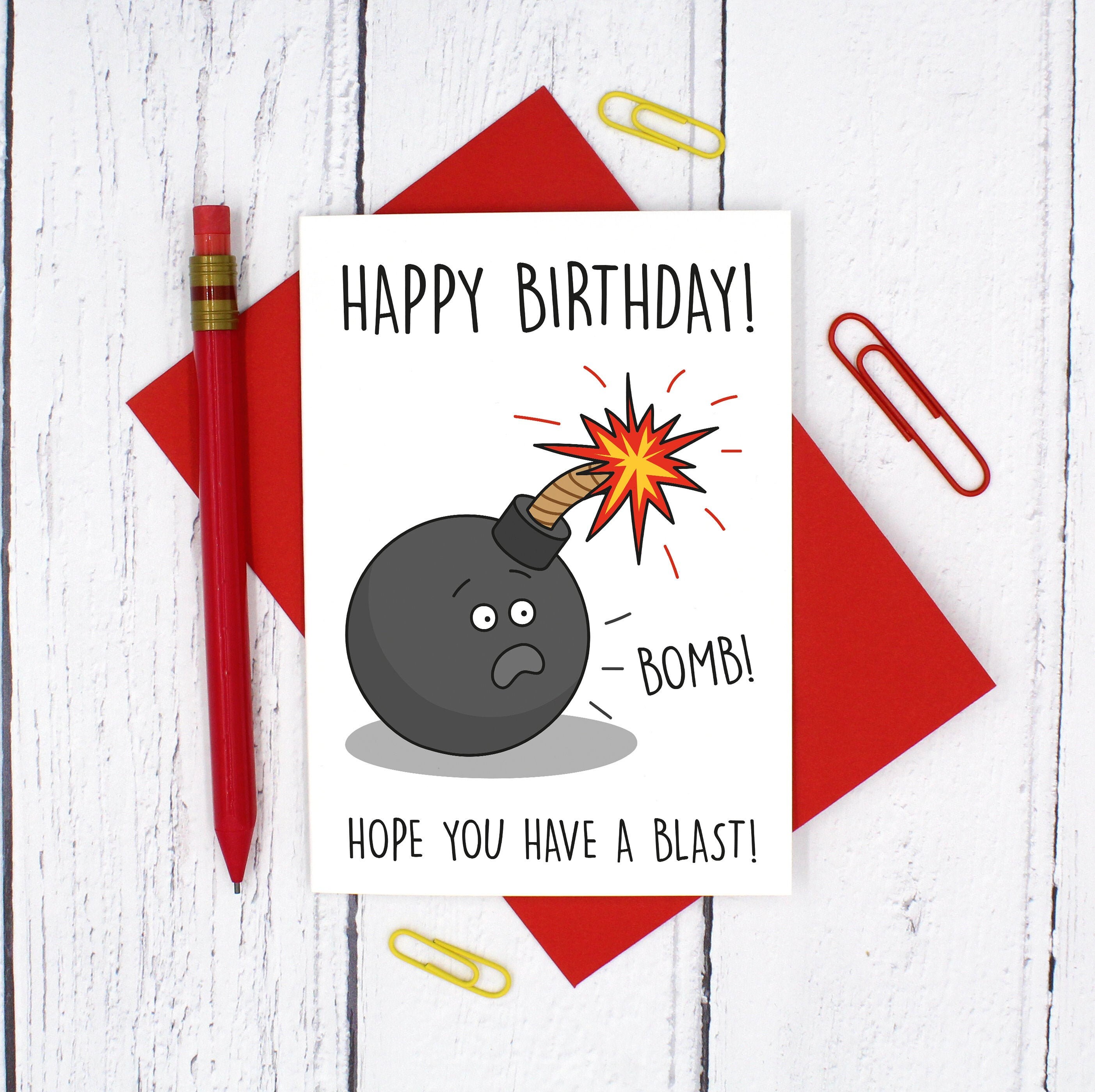 Have A Blast Bomb Pun Birthday A6 Card 10 5 X 14 8cm Etsy