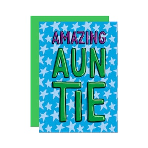 Süße Tante Geburtstagskarte | Erstaunliche Karte | Tante Geburtstagskarte | Stern-Print-Karte | Alliterationskarte | Von Nichte | Von Neffen