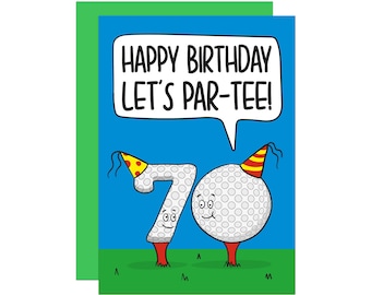 Funny 70th Birthday Golf Card | Pun 'Par-Tee' Card For Him