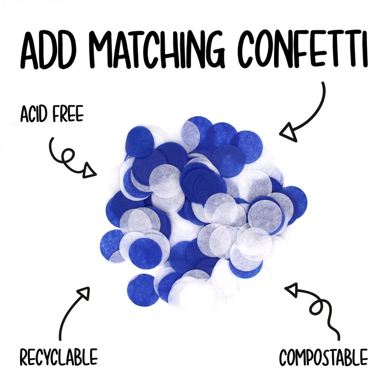 May include: Blue and white confetti, made from acid-free, recyclable, and compostable paper.  ADD MATCHING CONFETTI.