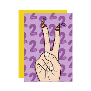 2e anniversaire à la main | Première carte souvenir | Carte d'étape | Carte d'anniversaire pour tout-petit | Carte d'anniversaire drôle | Carte d'anniversaire pour enfants | Cadeau mignon