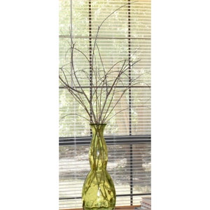 Vintage Mid 20th Century Mold Blown Glass Vase Tall 18&quot; Green Bulbous Statement Vase Thick Heavy Glass