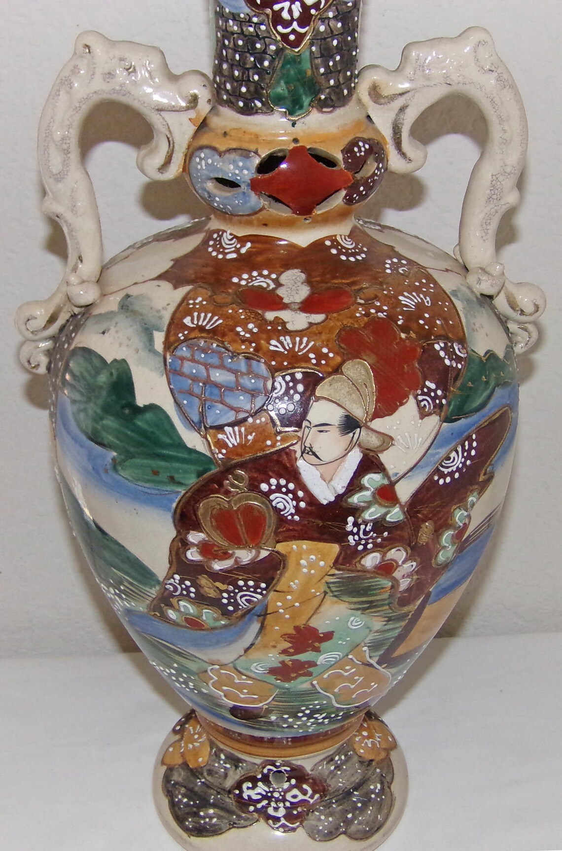 Large Antique Japanese Satsuma Samurai Warrior Urn Vase C.1910 Etsy