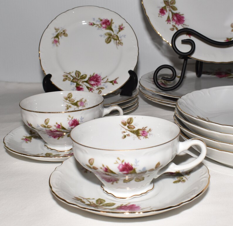 Vintage Fine China of Japan Royal Rose 24pc Dinnerware Set Etsy